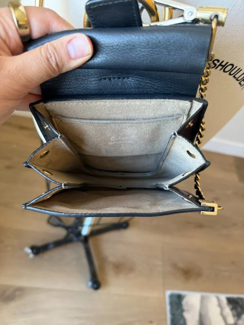 Chloe Faye Mini Bracelet Bag | Black Suede Leather Crossbody | Designer Purse
